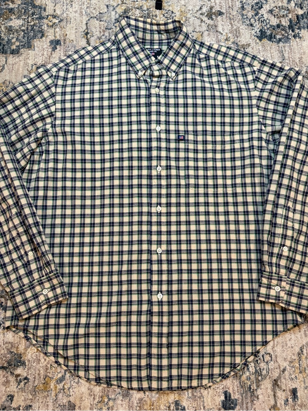 Vintage 90s Polo Ralph Lauren Jeans Co Mens M Plaid Button Up Shirt 100% Cotton